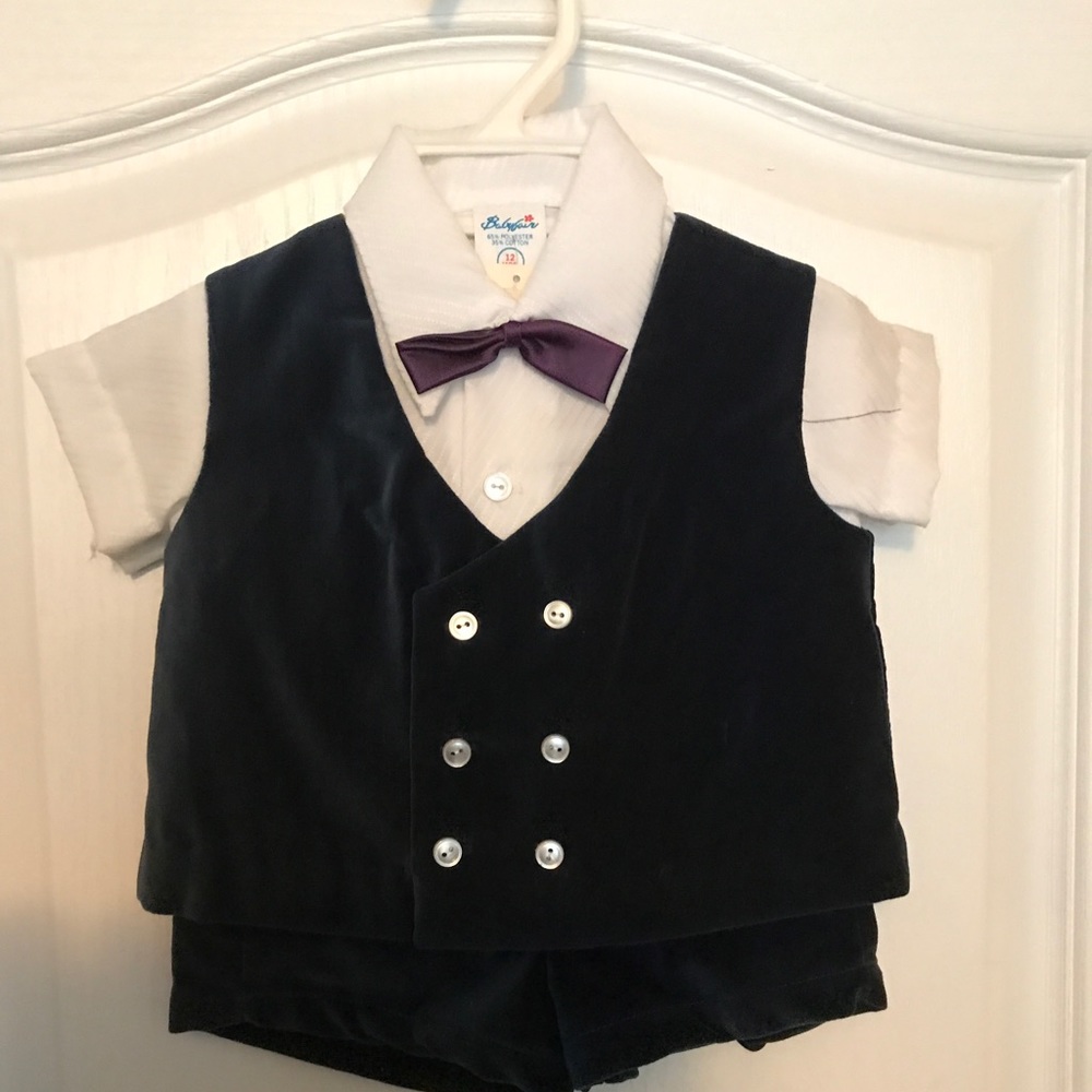 "NEW" Babyfair Blue Tuxedo Short Set - 12months